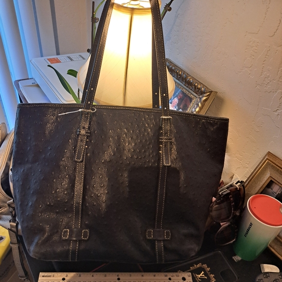 Tote 100% leather black ostrich - Picture 2 of 6